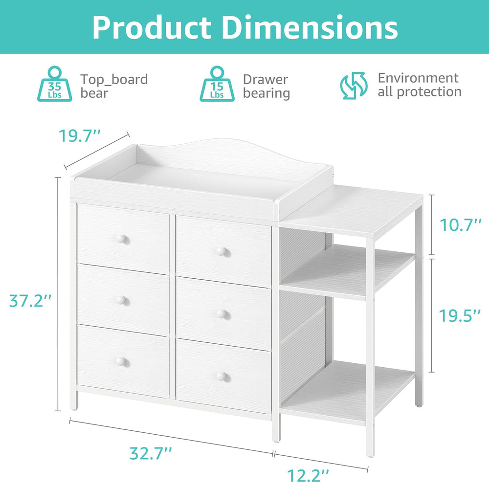 BOLUO baby dresser large top space for changing pad and supplies