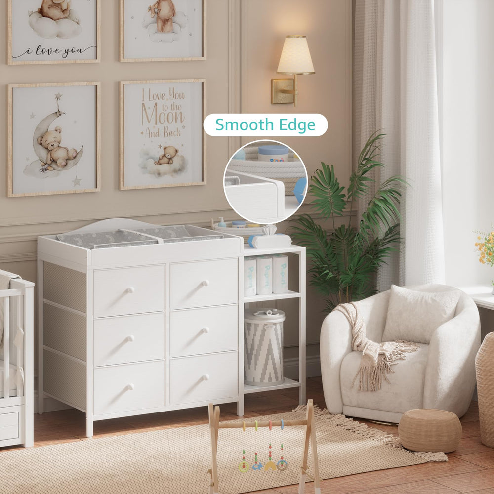 BOLUO baby dresser open shelves for towels and creams—quick access