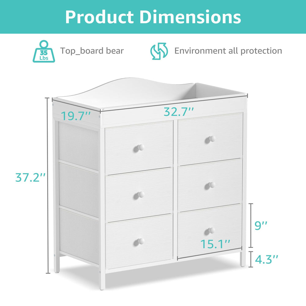 BOLUO Changing Table Dresser assembly steps illustrate quick setup.