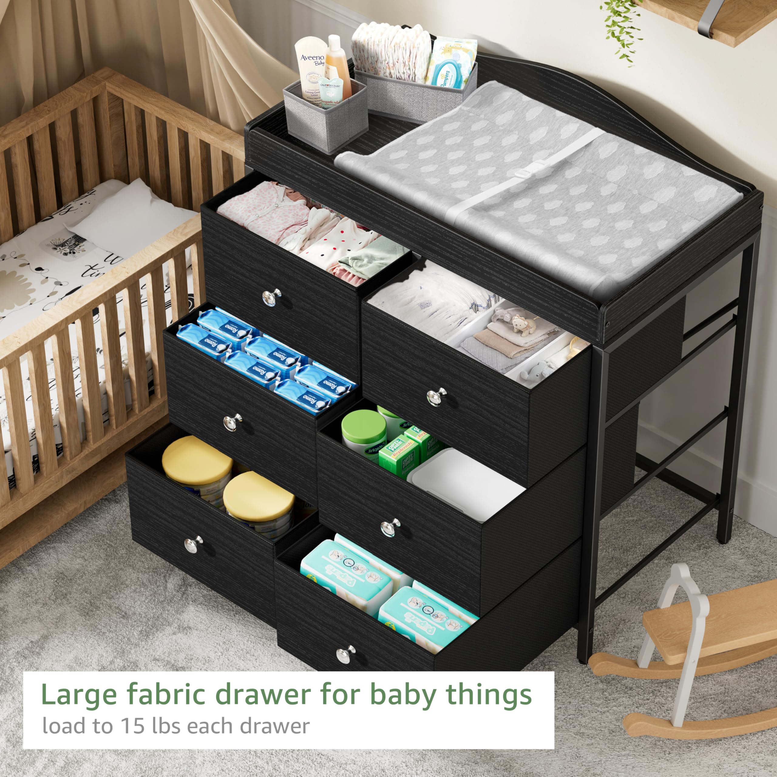 BOLUO changing table top dimensions show roomy 32.7 by 19.7 inches