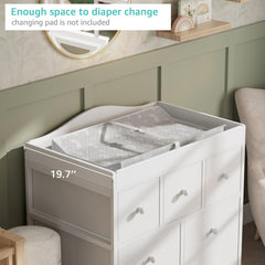 BOLUO changing-top space shows large area for quick diaper duties.