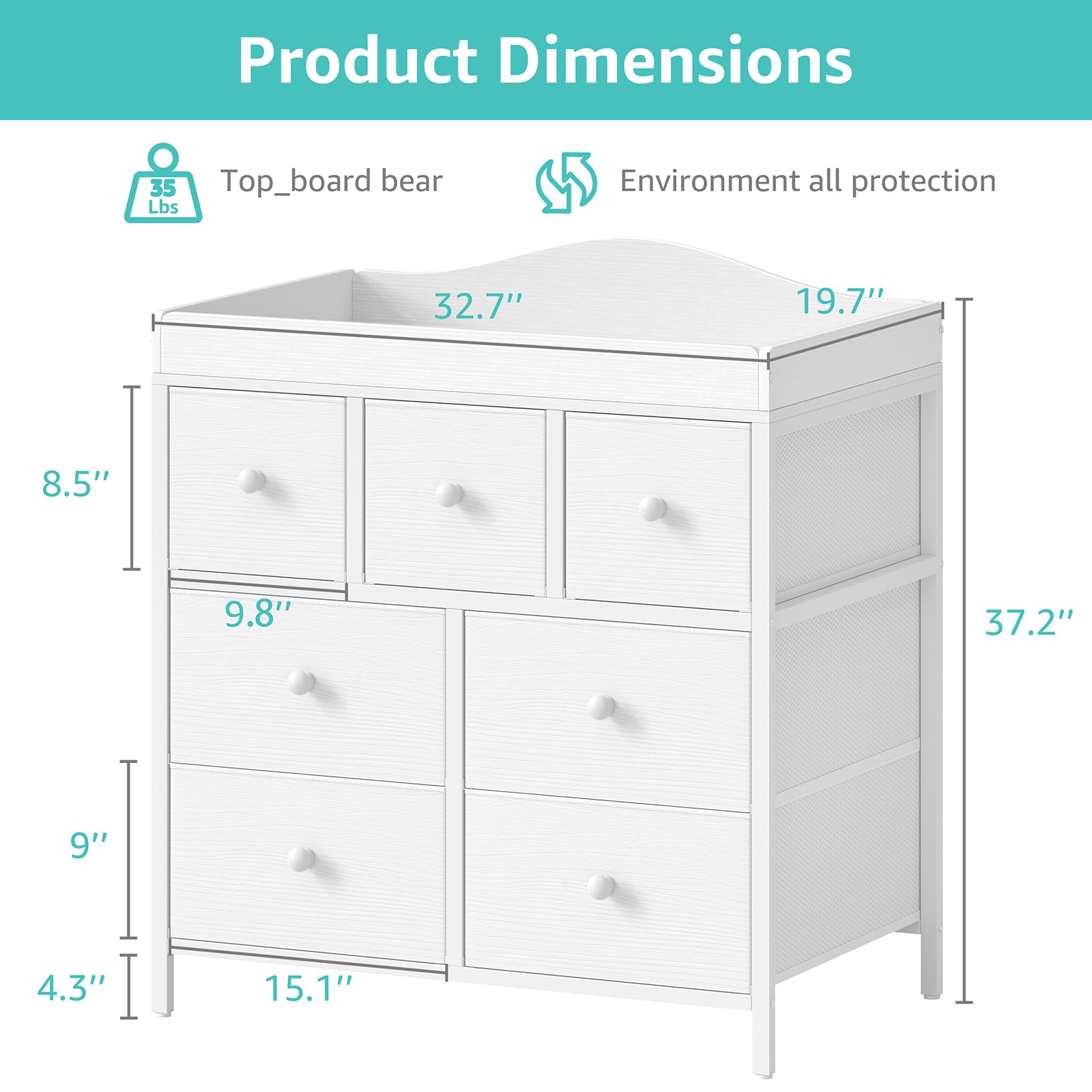 BOLUO dresser side profile assembly view illustrates sturdy build and space-efficient design.