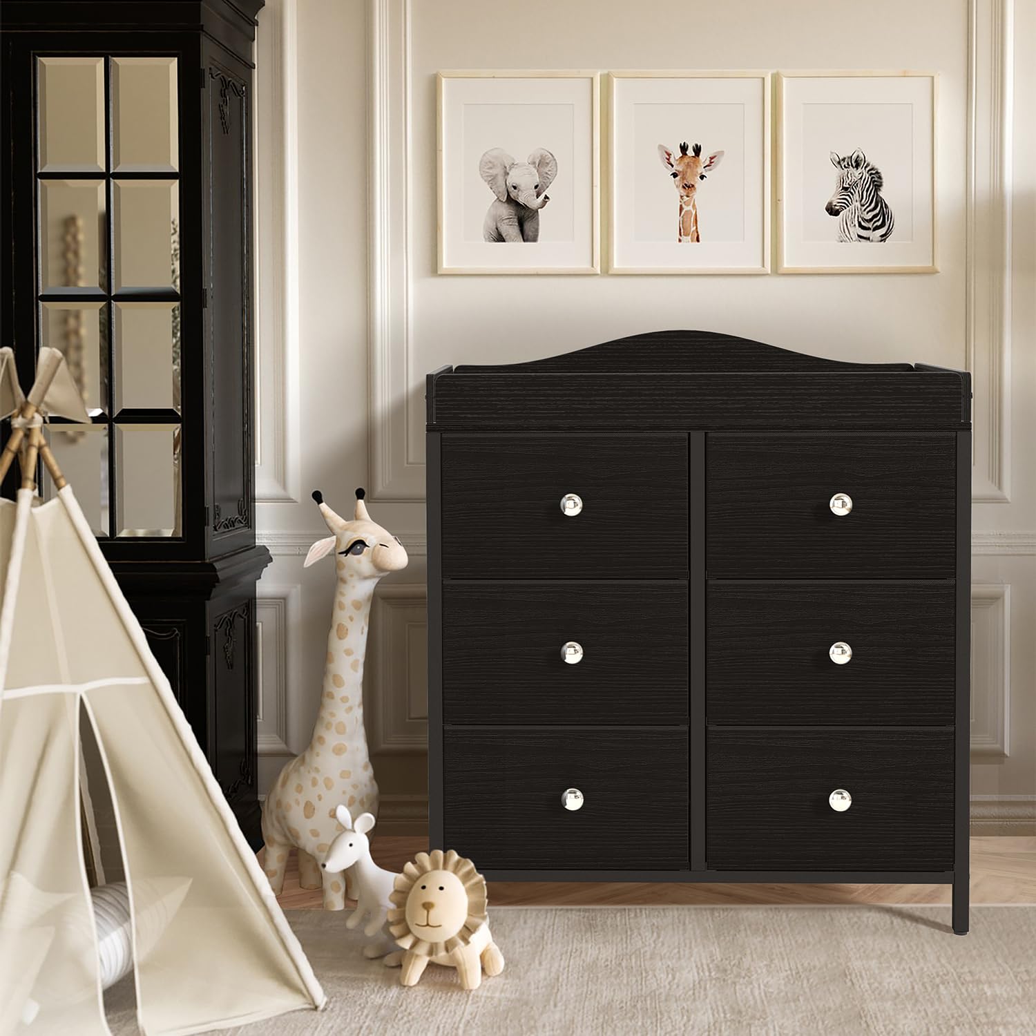 BOLUO nursery organization fits modern black dresser style
