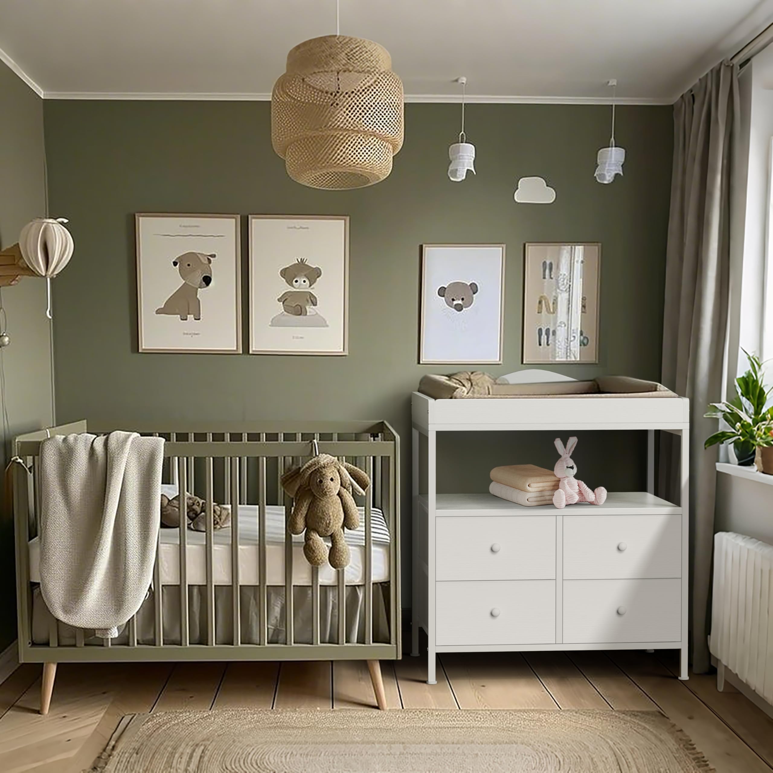 BOLUO white finish complements modern nursery decor