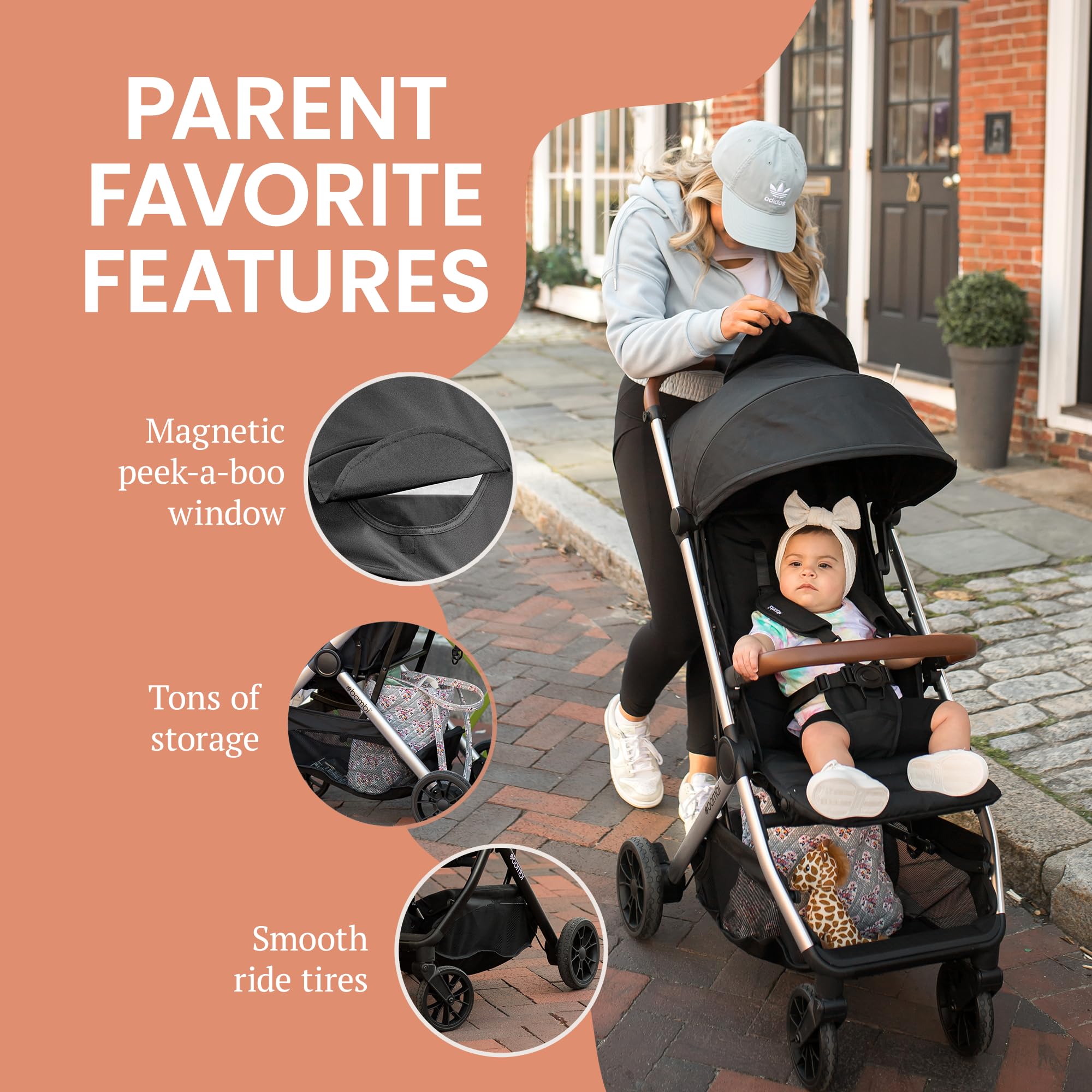Bombi Bēbee V2 sand xl-storage-basket showcases generous storage for essentials
