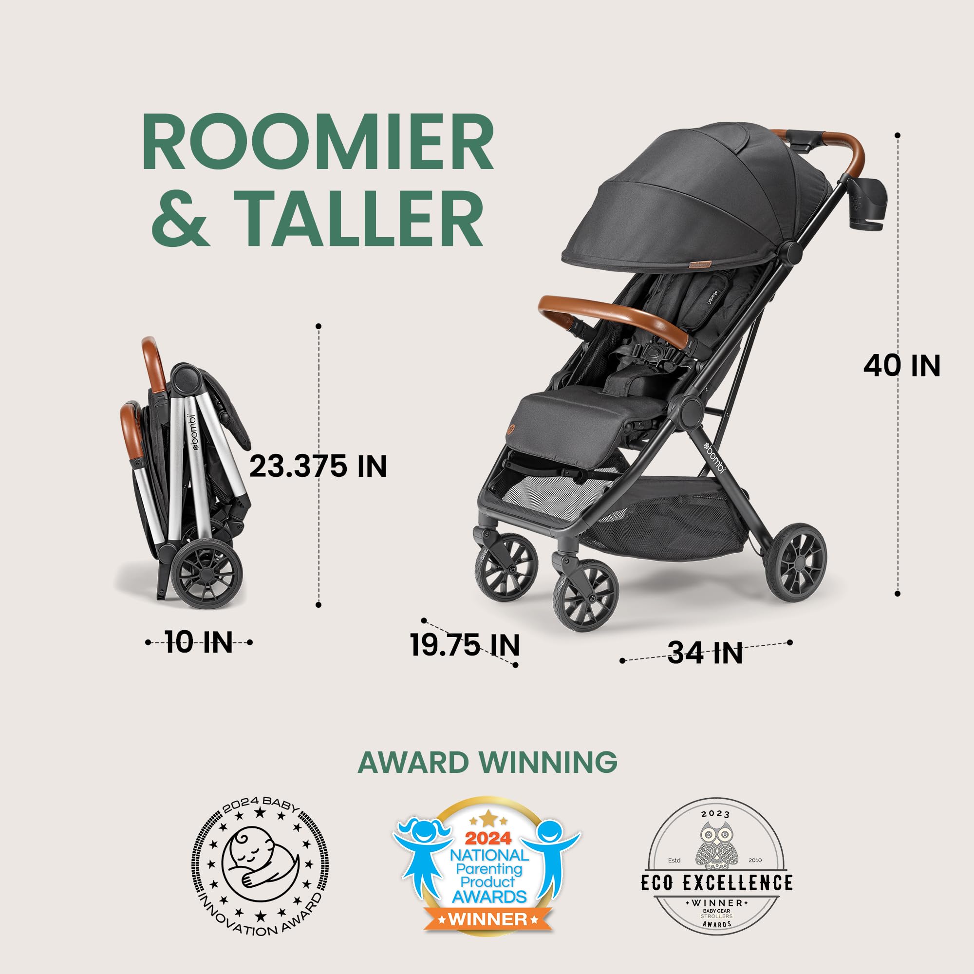 Bombi Bēbee V2 UV-protective fabric shields baby from sun.