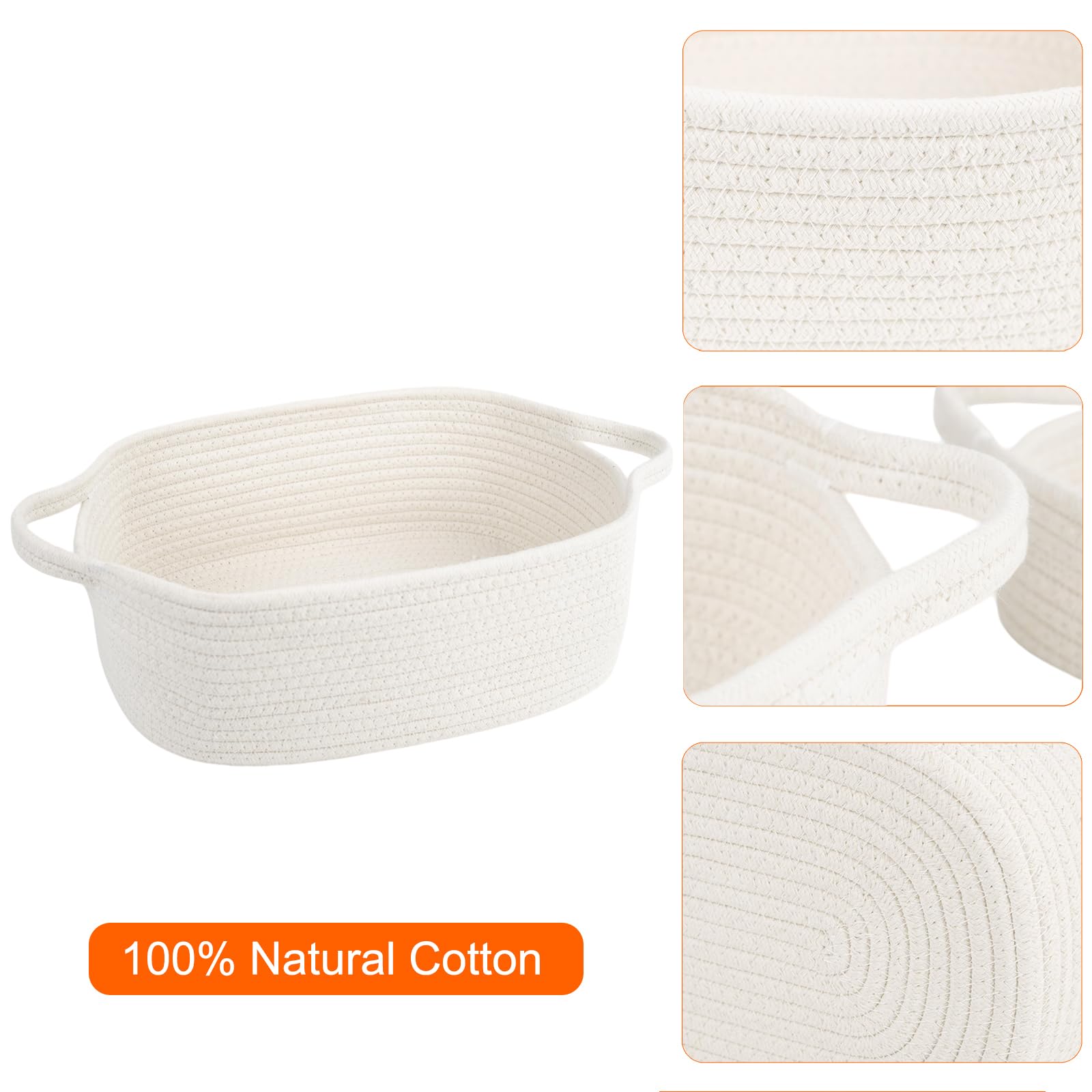 BOMINICA cotton rope storage basket living room setup with blankets and pillows.