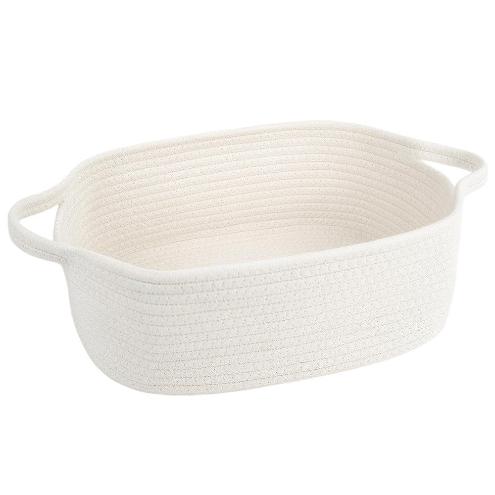 BOMINICA cotton rope storage basket side view shows durable construction for tidy living spaces.