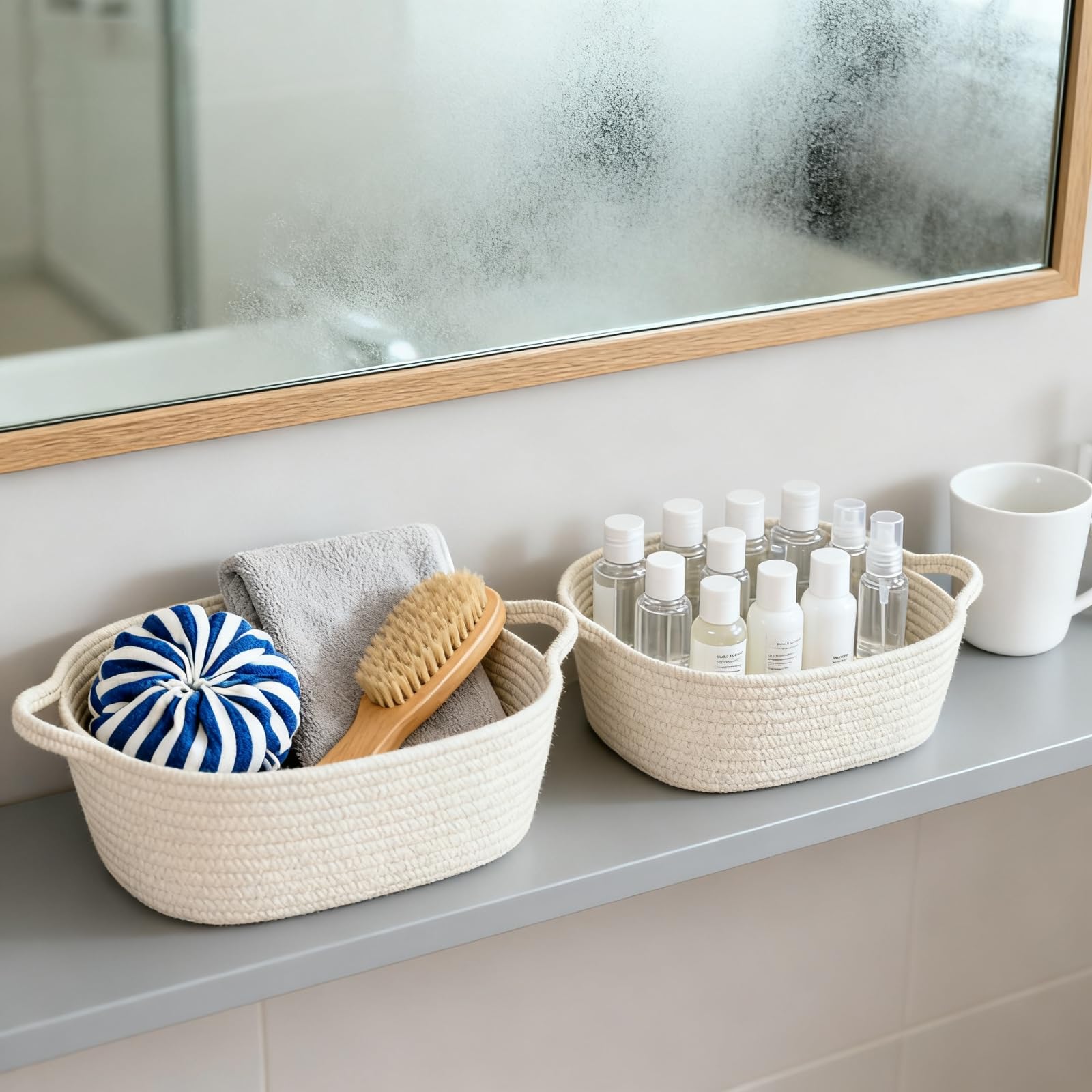 BOMINICA white decorative baskets integrate with home decor.