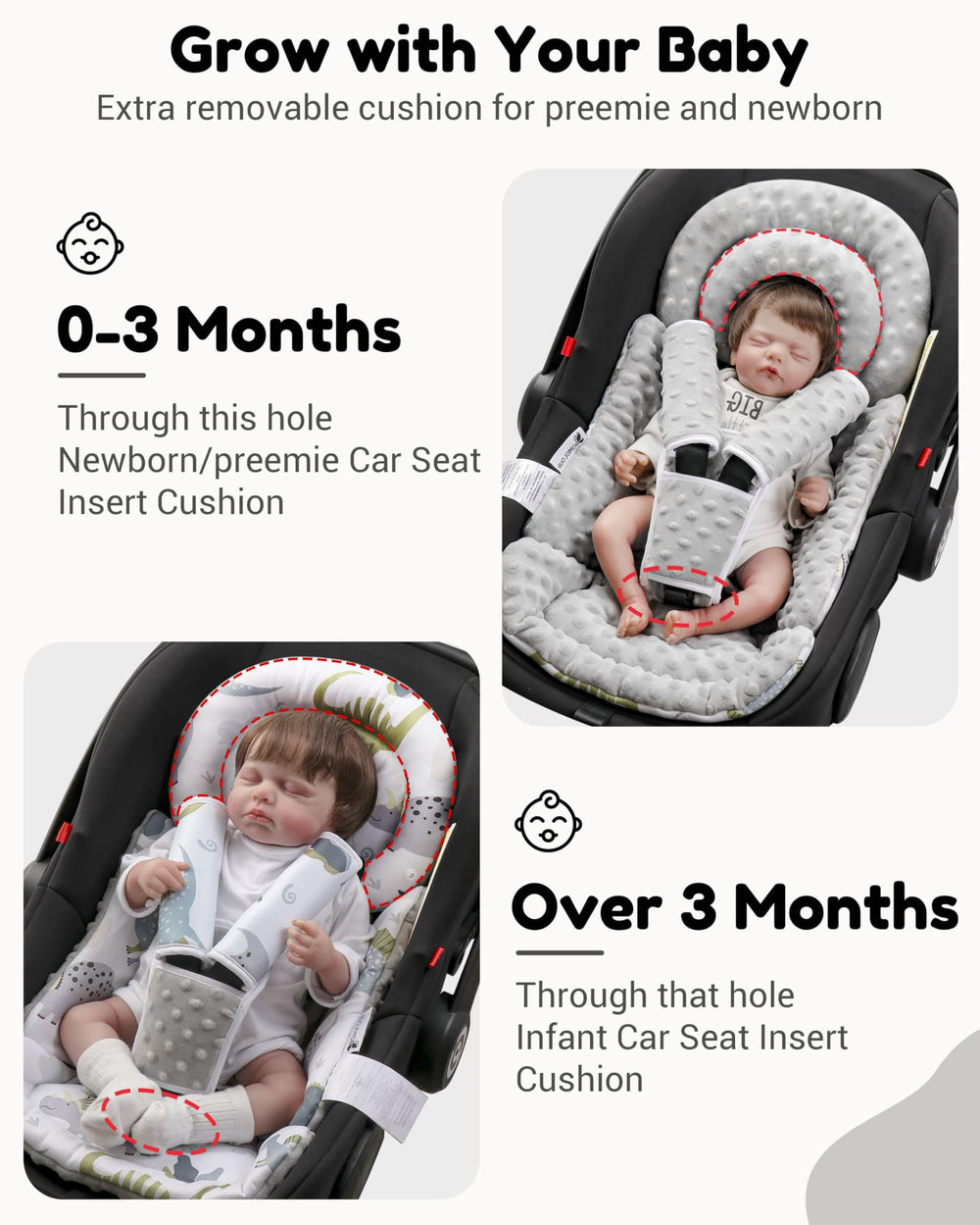 BOMOLOUR infant seat insert universal fit with multiple seats and strollers for flexible use.
