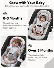 BOMOLOUR infant seat insert universal fit with multiple seats and strollers for flexible use.