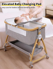 Bonbay baby bassinet elevated for diaper changing station at convenient height.