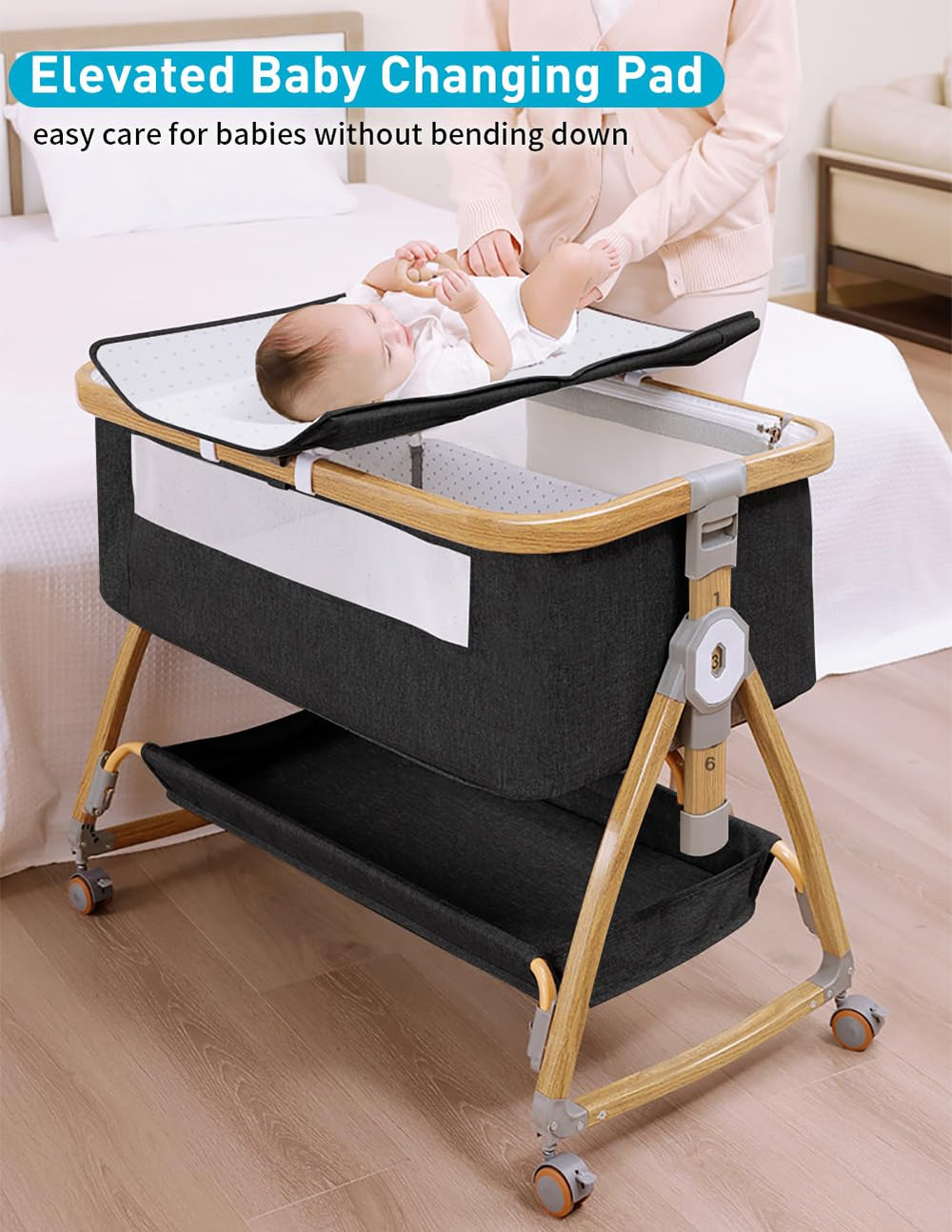 bonbay baby bassinet side zipper access enabling effortless in bed transitions