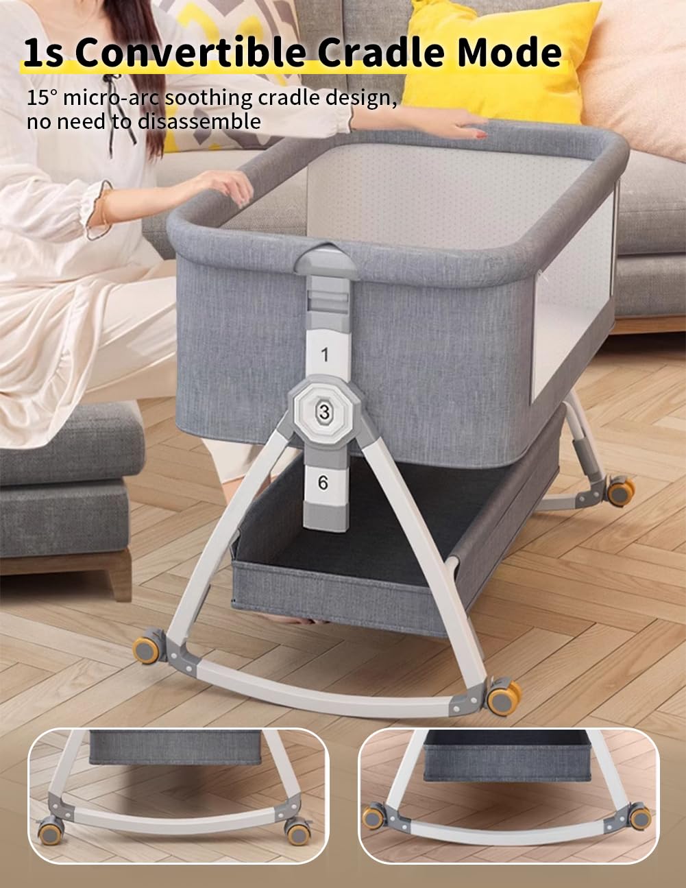 Bonbay bassinet storage basket and mosquito net for essentials within reach