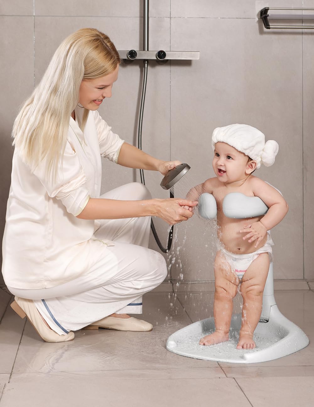 Bonbay Baby Shower Standing Support used as diaper change helper scenario