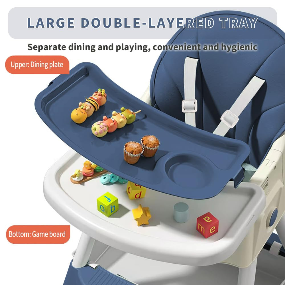Bonbay high chair features 360° wheels for smooth travel transitions