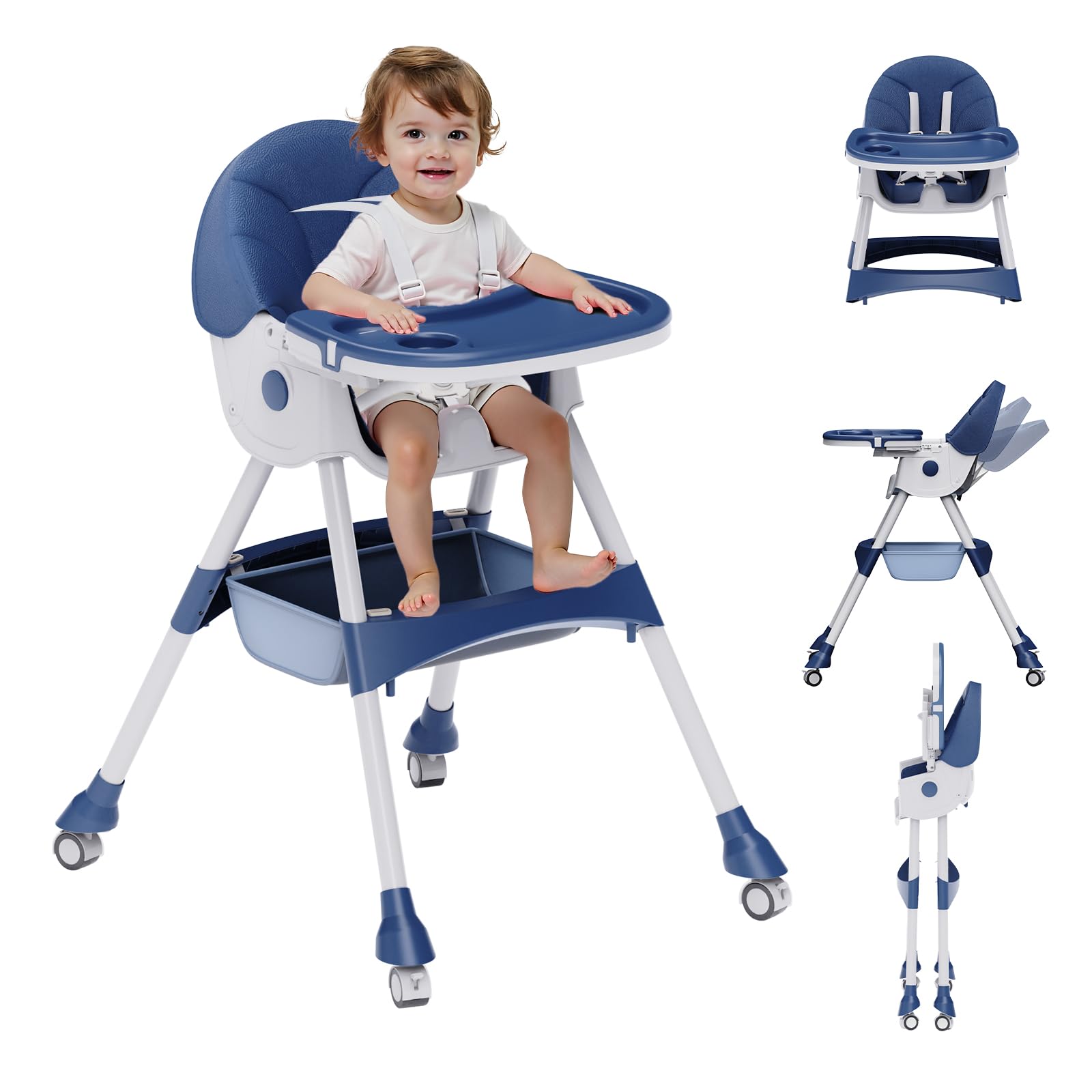 Bonbay high chair in 4-in-1 convertible mode supports growing babies