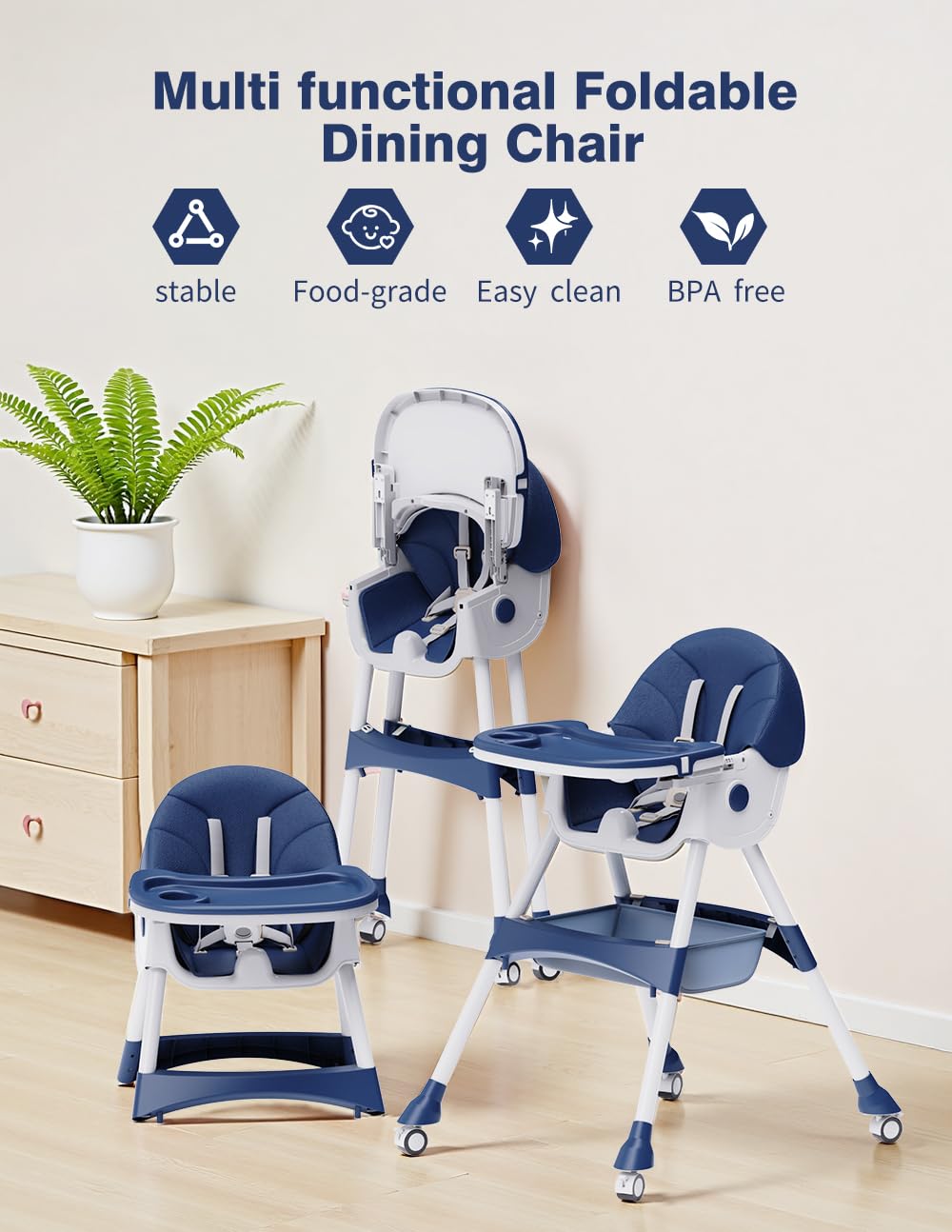 Bonbay high chair adjustable backrest grows with your child