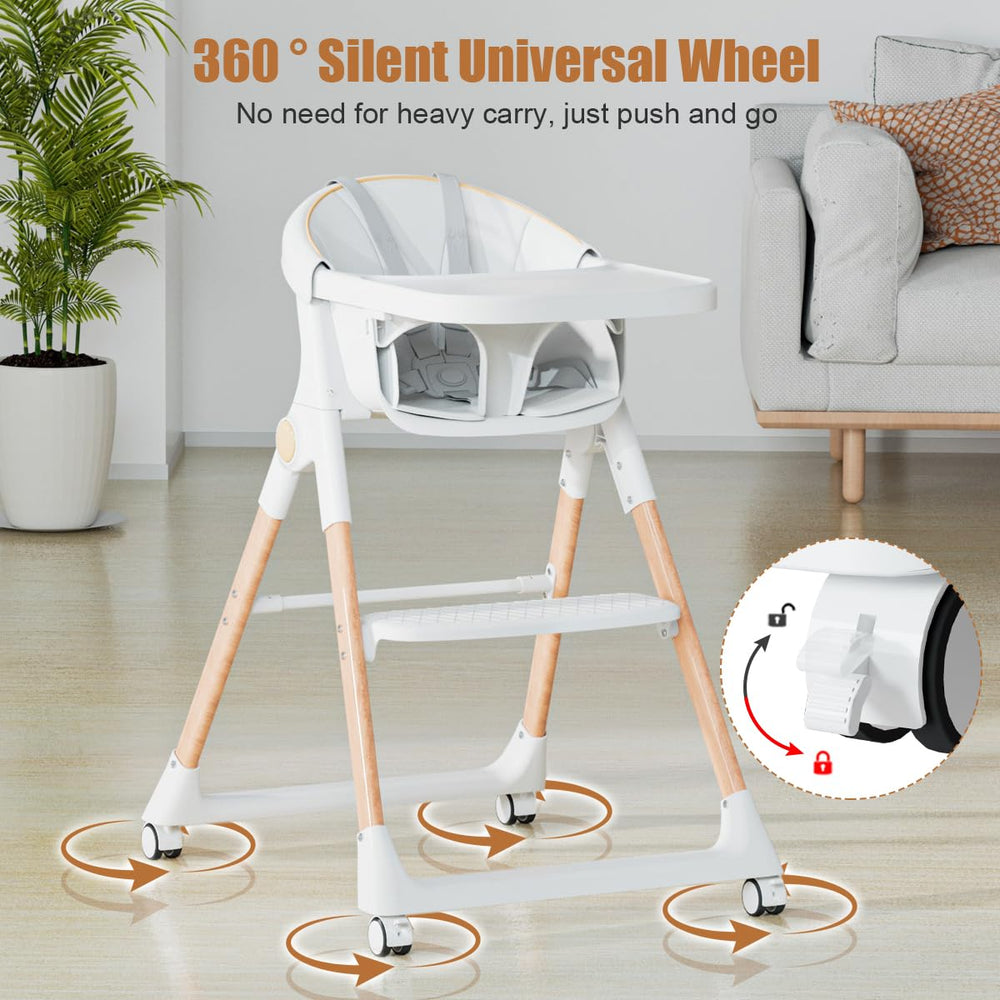 BONBAY high chair anti-slip footrest adds stability on slick floors.