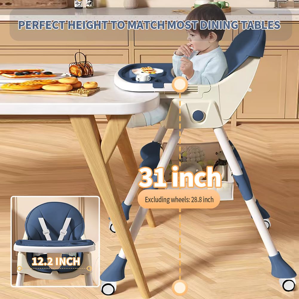 Bonbay high chair folds compactly for easy storage