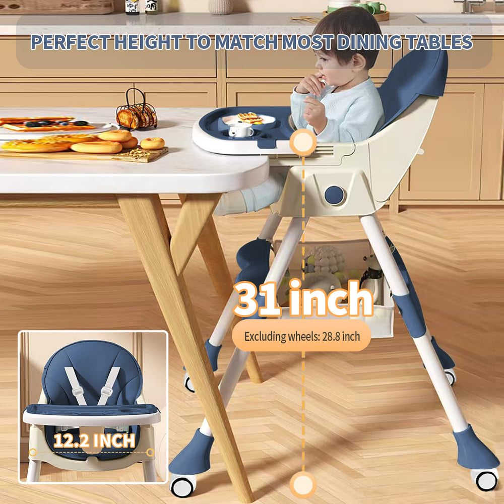 Bonbay high chair folds compactly for easy storage