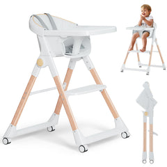 BONBAY high chair folded compact for space-saving storage.
