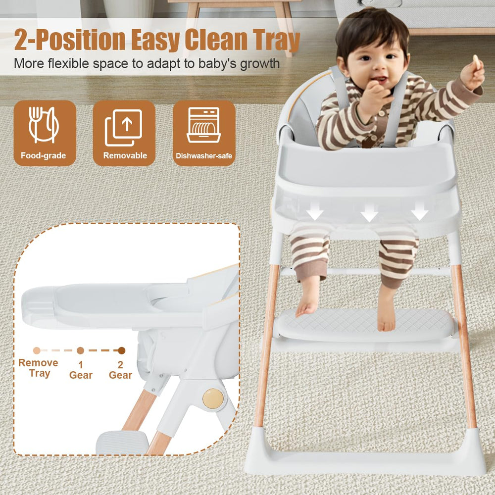 BONBAY high chair tray in 3-position mode fits growing babies.