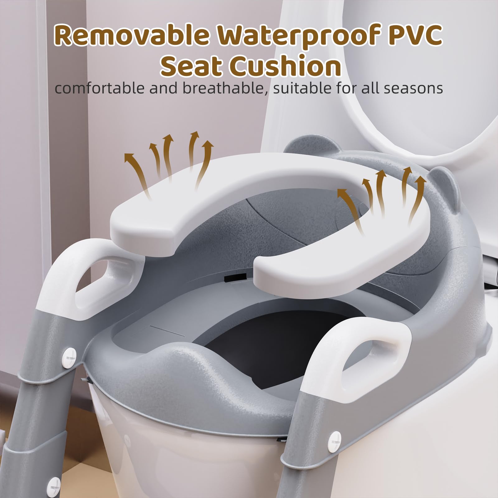 Bonbay adjustable heights fit most toilets for growing children.