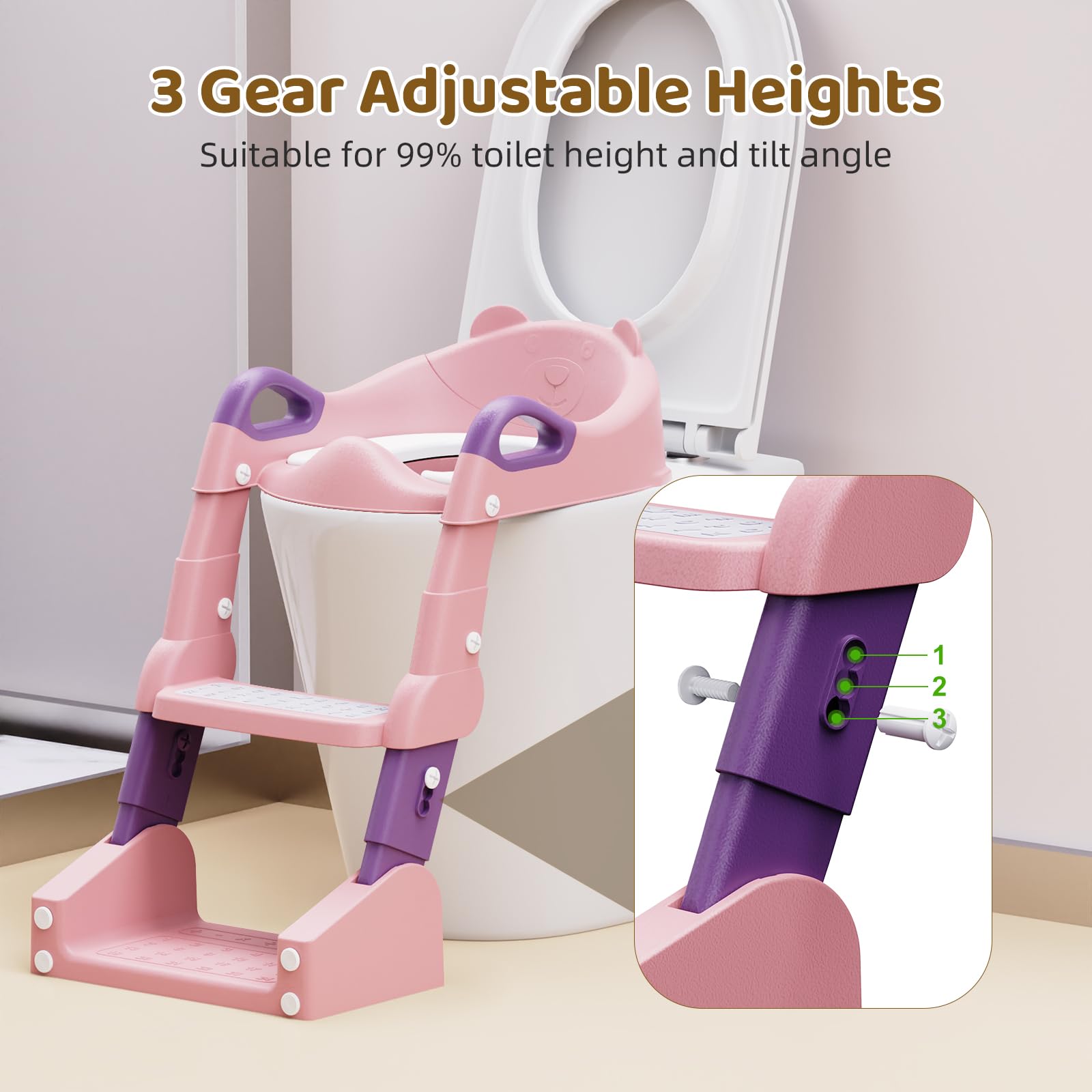 Bonbay Potty Seat anti-slip pads keep stability on the toilet.