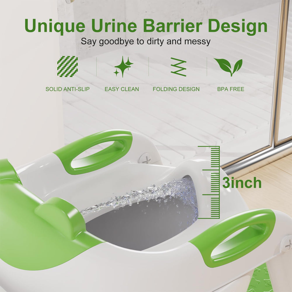 Bonbay splash guard helps prevent spills during potty time.