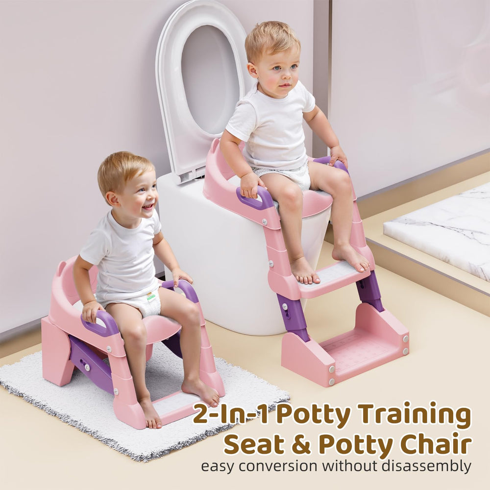 Bonbay Potty Seat with step-stool shows quick independent practice.