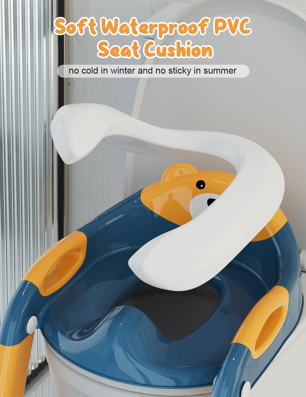Bonbay potty seat waterproof-cushion offers comfortable, skin-friendly seating during training.