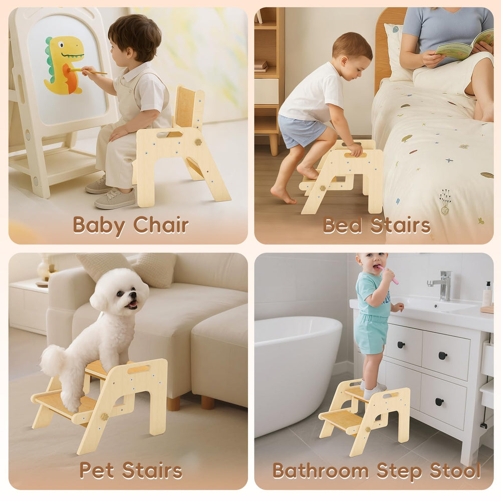 Bonbay toddler step stool folding option shown for compact storage.