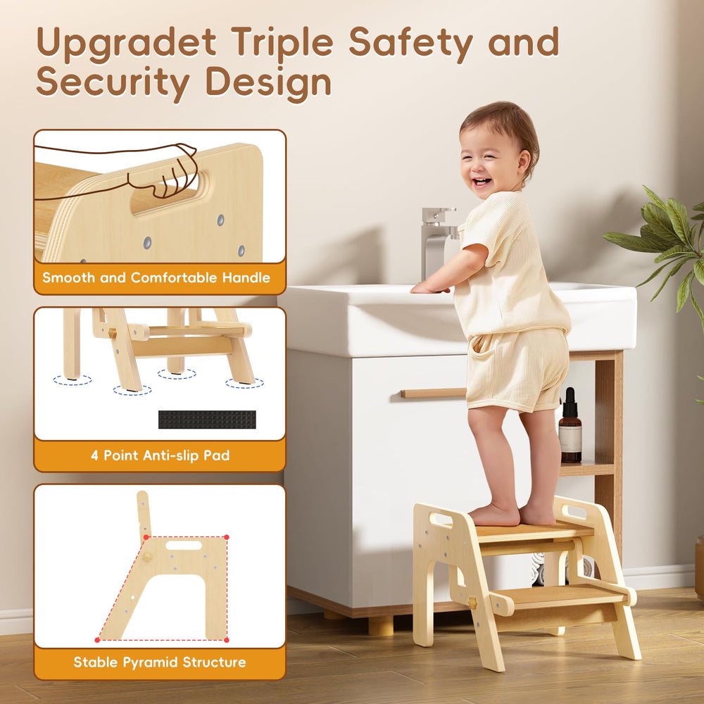 Bonbay toddler step stool with handles supports confident climbs.
