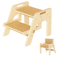 Bonbay toddler step stool wooden two-step assembly aids bathroom routines.
