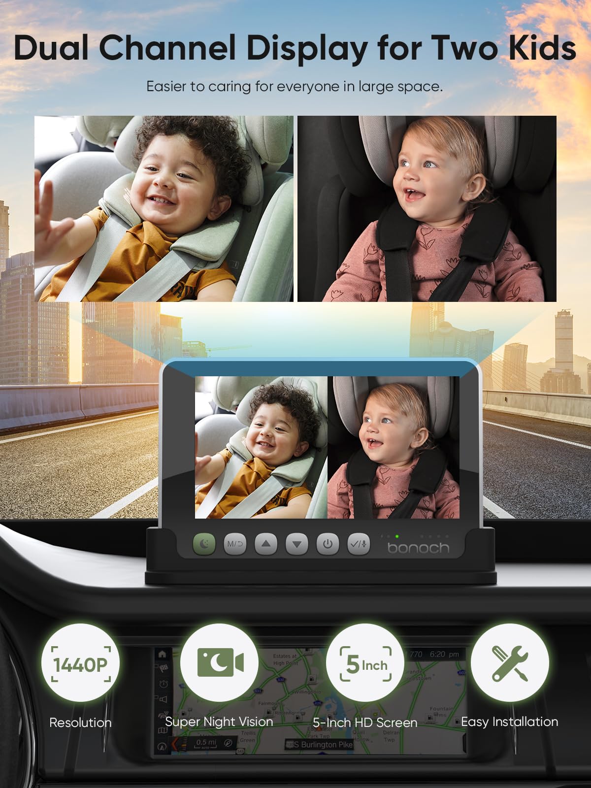 bonoch 360-degree rotation backplate covers every corner with no blind spots