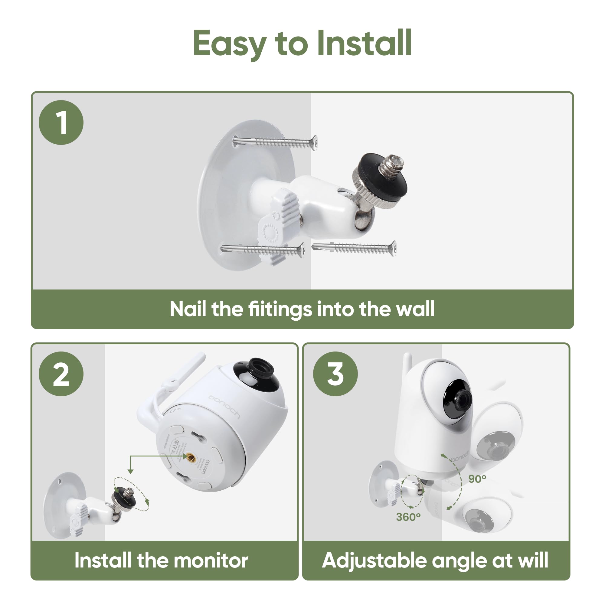Bonoch baby-camera mount highlights exclusive compatibility with bonoch cameras for a precise fit.