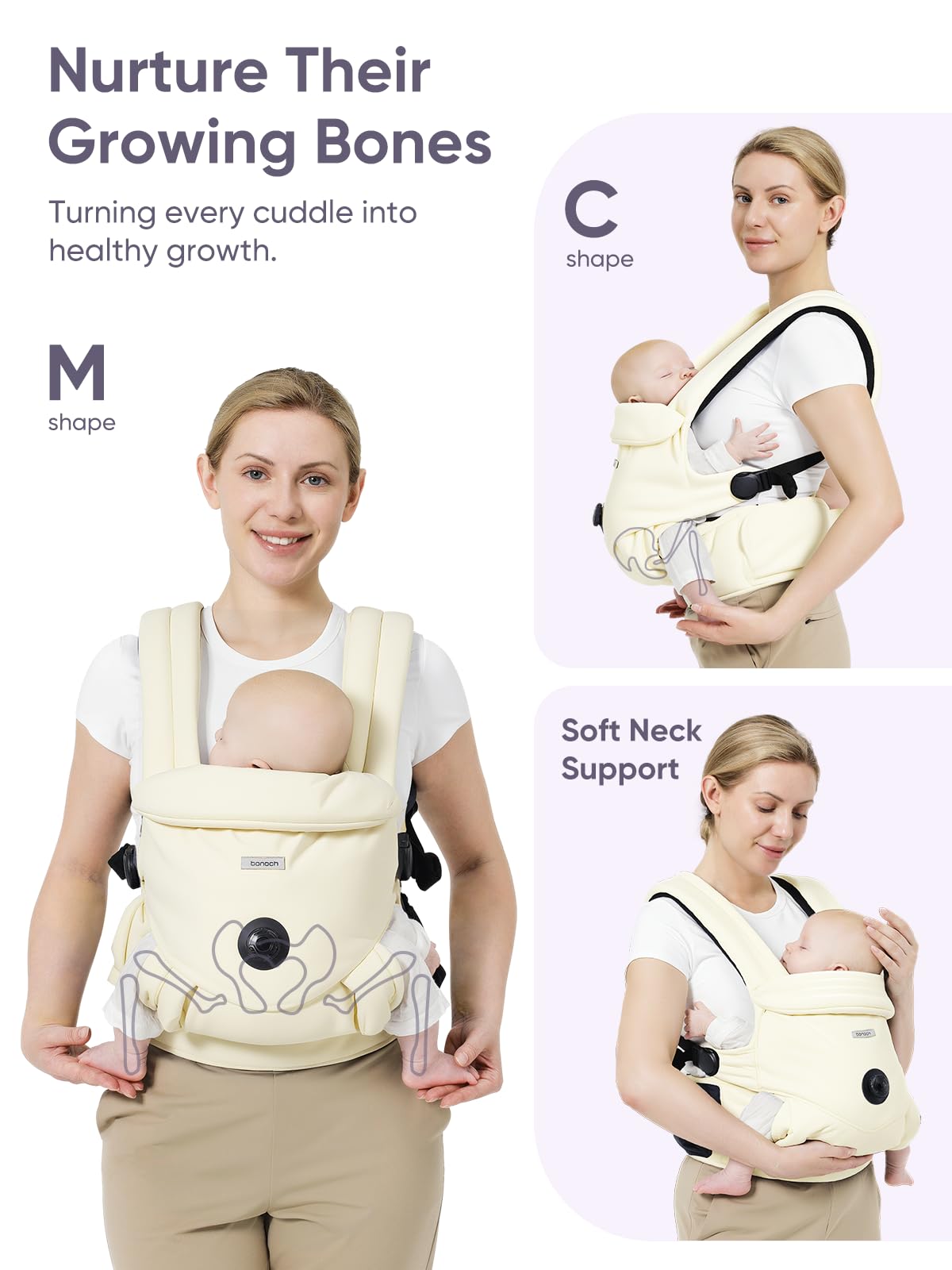 bonoch EaseFit knob action showing adjustable seat width for M-shape hip position