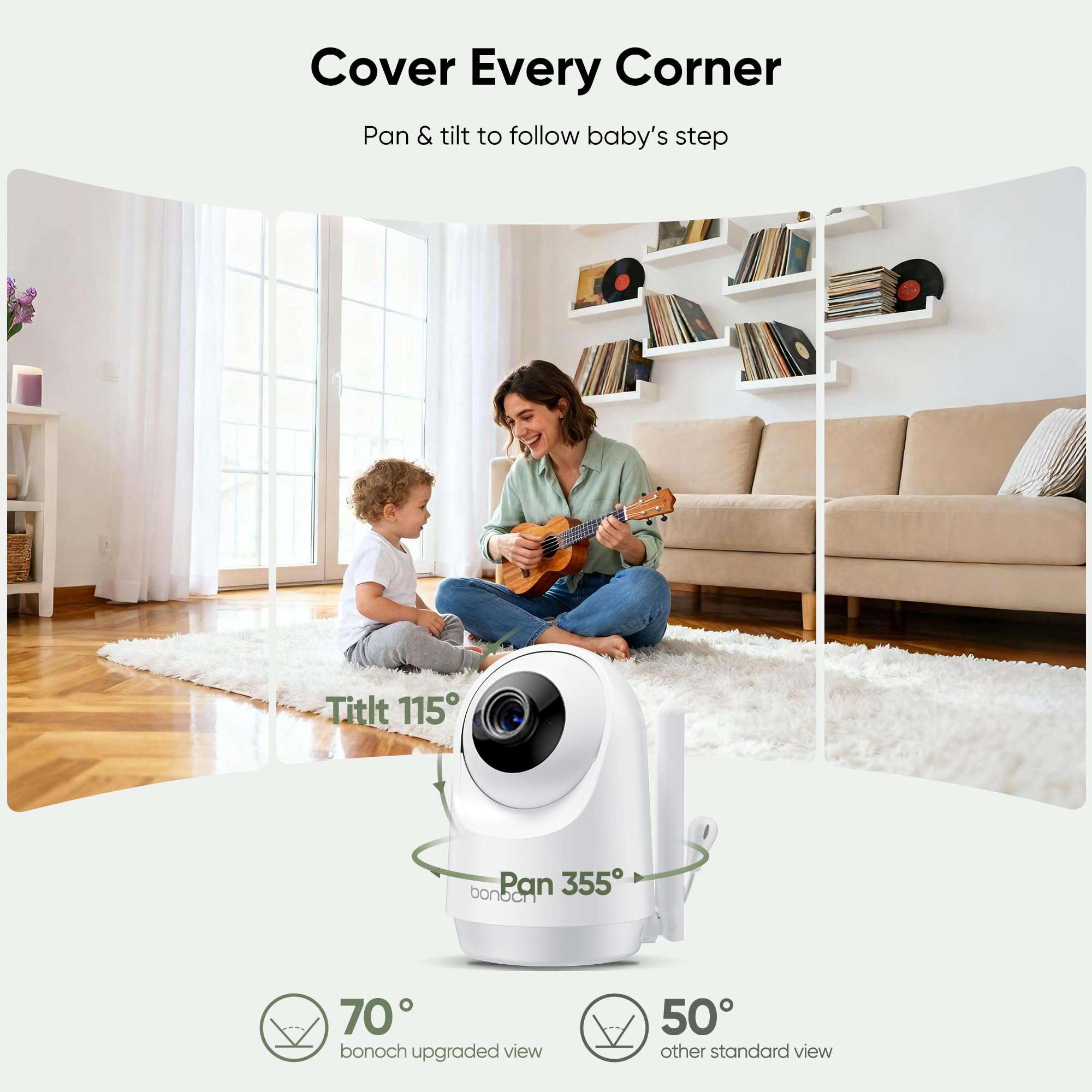 bonoch 6000mAh battery powers long monitoring sessions.