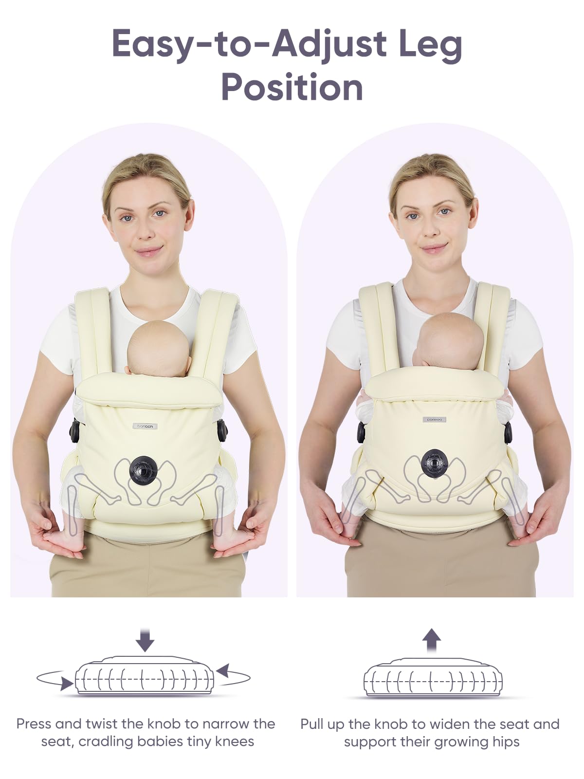 bonoch infant carrier safety details highlighting waist belt and dual-lock buckle