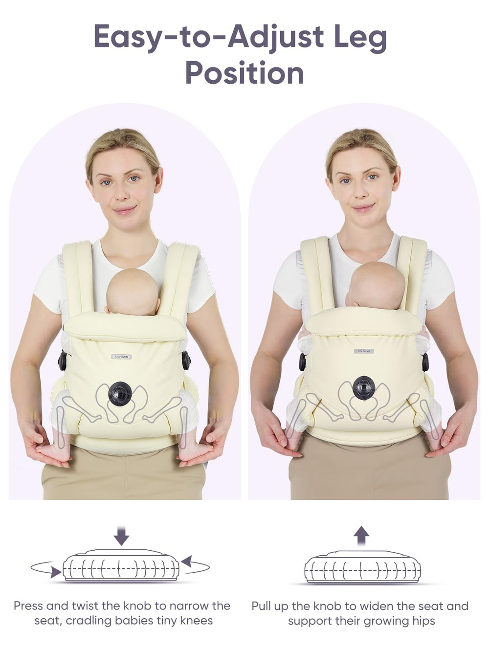 bonoch infant carrier safety details highlighting waist belt and dual-lock buckle