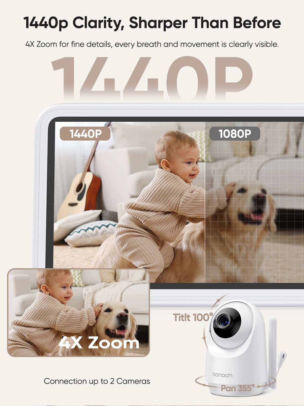 bonoch no-wifi baby monitor camera private offline monitoring