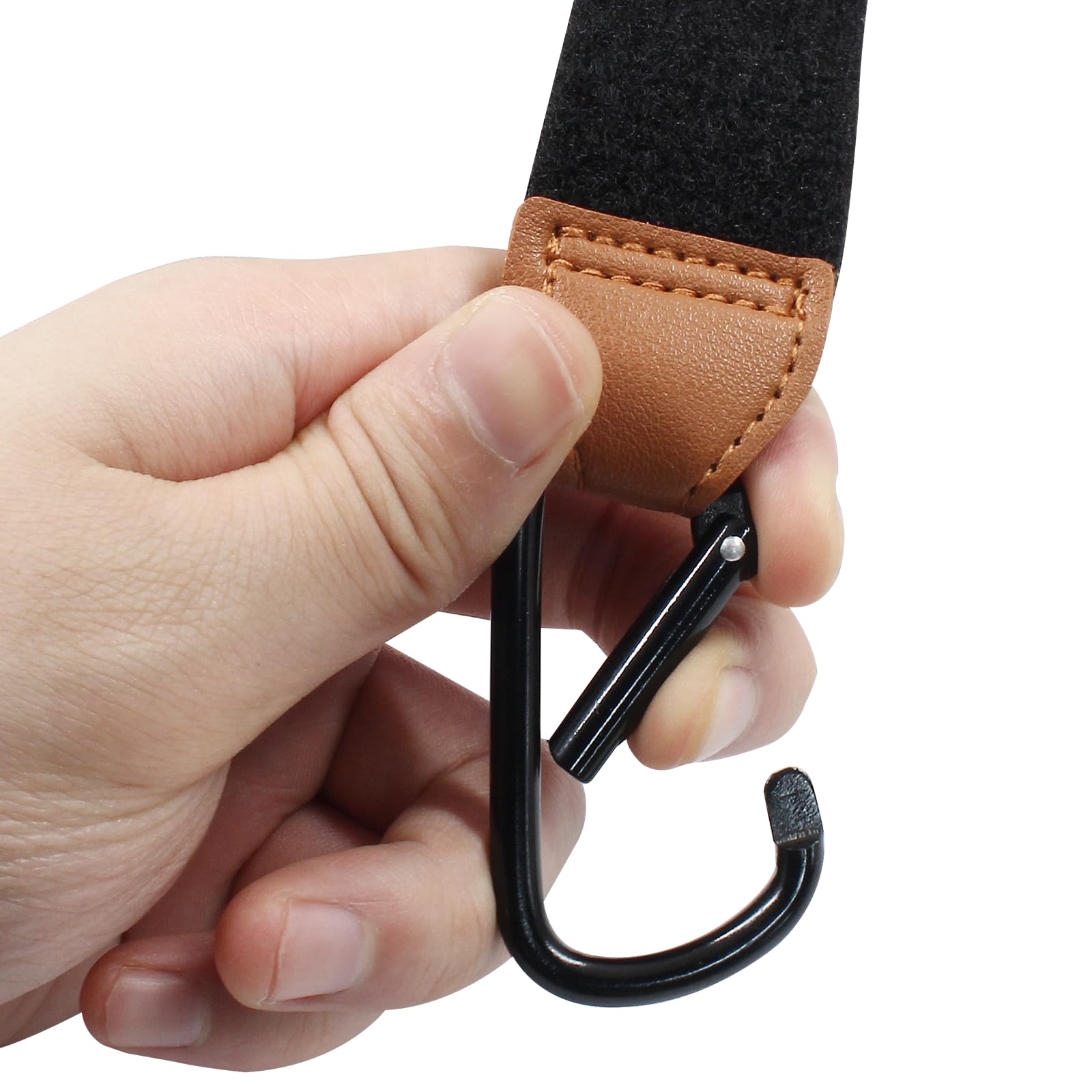 Bonsicoky diaper-bag-hook-in-use-on-stroller demonstrates quick access and secure hangs on the handle