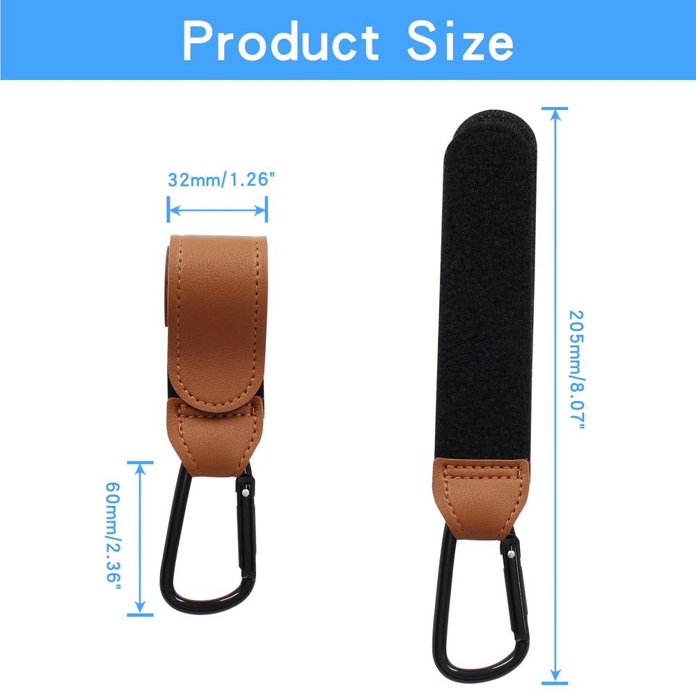 Bonsicoky stroller hooks closeup leather show durable faux leather and sturdy carabiner for daily use