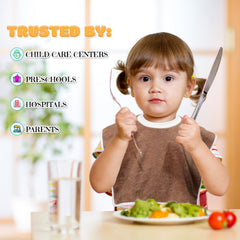 Bonuci baby bibs full-coverage brown, shields outfits from drool at mealtime.