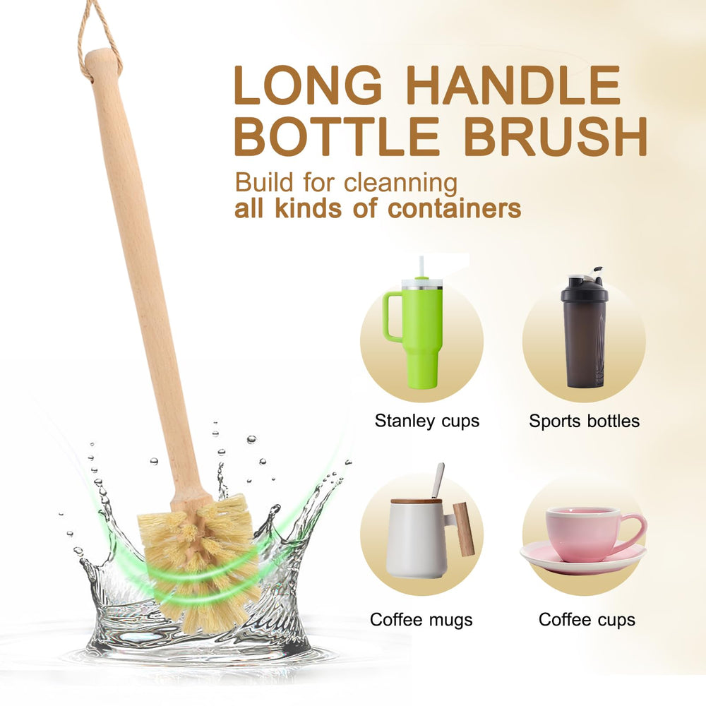 BONUMVITA wooden-handle bottle cleaner provides a comfortable grip.