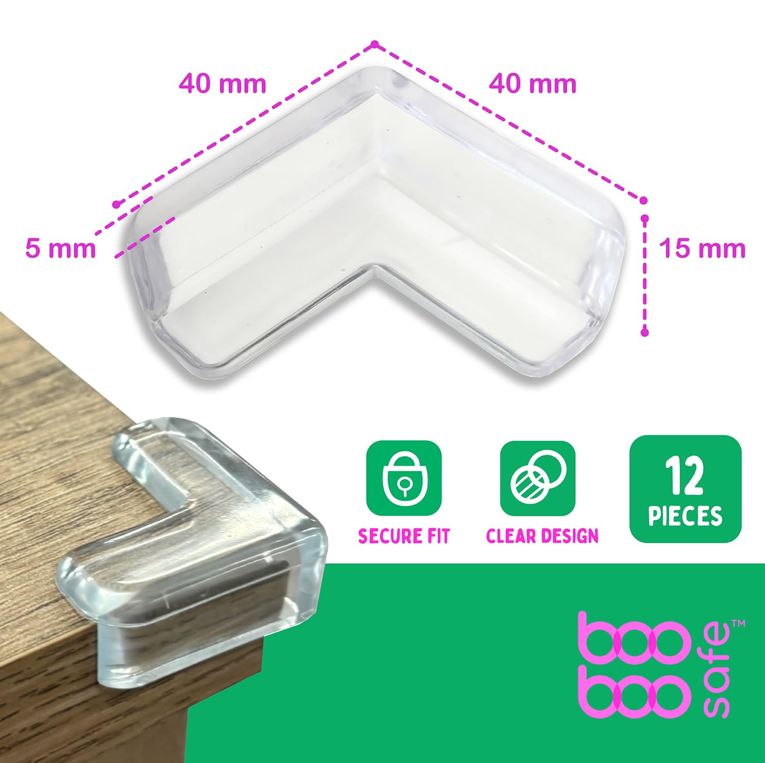 Boo Boo Safe easy peel-and-stick design enables fast babyproofing.