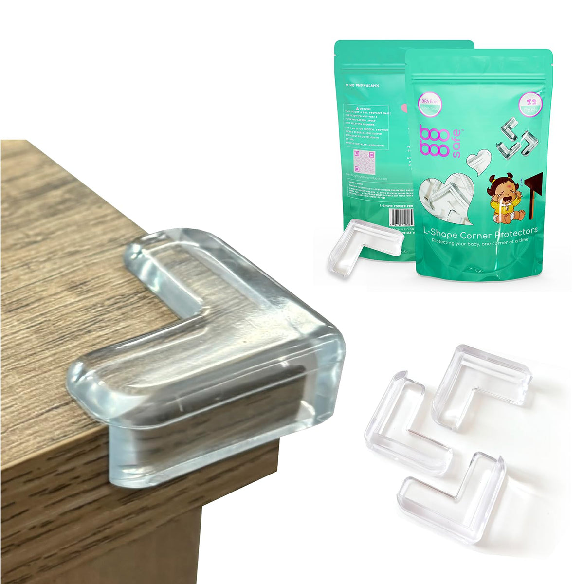 Boo Boo Safe edge protector L-shape 12-pack cushions sharp edges for safer play.