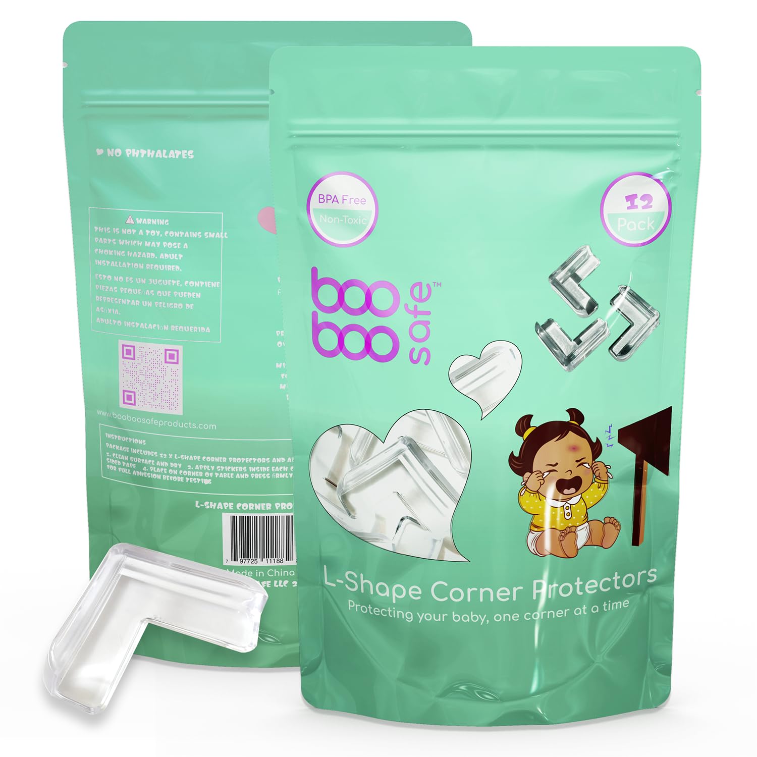 Boo Boo Safe edge protector round 12-pack covers rounded edges for gentle protection.