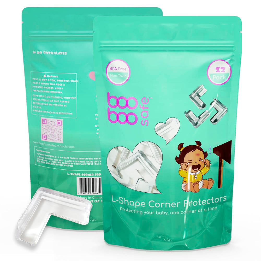 Boo Boo Safe edge protector round 12-pack covers rounded edges for gentle protection.